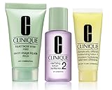 Clinique 3 Steps Travel Size Set for Very Dry to Dry Combination Skin, Liquid Facial Soap Mild (1 oz) + Clarifying Lotion 2 (1 oz) + Dramatically Different Moisturizing Lotion (1 oz)