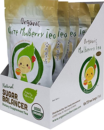 USDA Organic White Mulberry Leaf Tea (90 Teabags) Blood Sugar Controller | Caffeine Free | Boosts Immune System | Helps with Weight Loss USDA Organic White Mulberry Leaf Tea (90 Teabags) Blood Sugar Controller | Caffeine Free | Boosts Immune System | Helps with Weight Loss