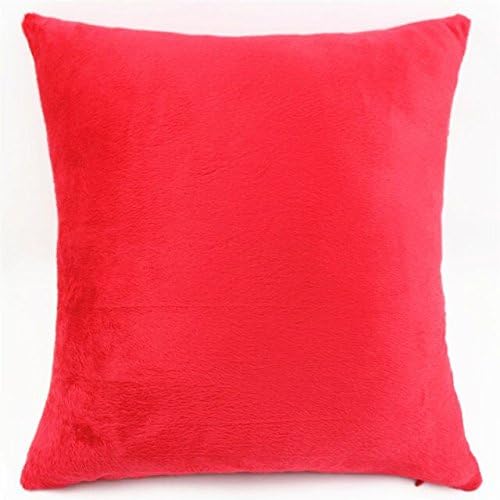 Lydealife （TM）Cotton Super Soft Short Plush Pure Solid Color Decorative Throw Pillow Cover Pillow Case Pillowcase Cushion 18" X 18" LD099 (Red)