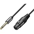 J&D XLR to 1/4 inch Mono Microphone Cable, PVC Shelled 6.35mm 1/4 inch TS Male to XLR Female Unbalance Interconnect Microphone Audio Cable Adapter for Speaker Mic Guitar Mixer AMP, 5 Feet