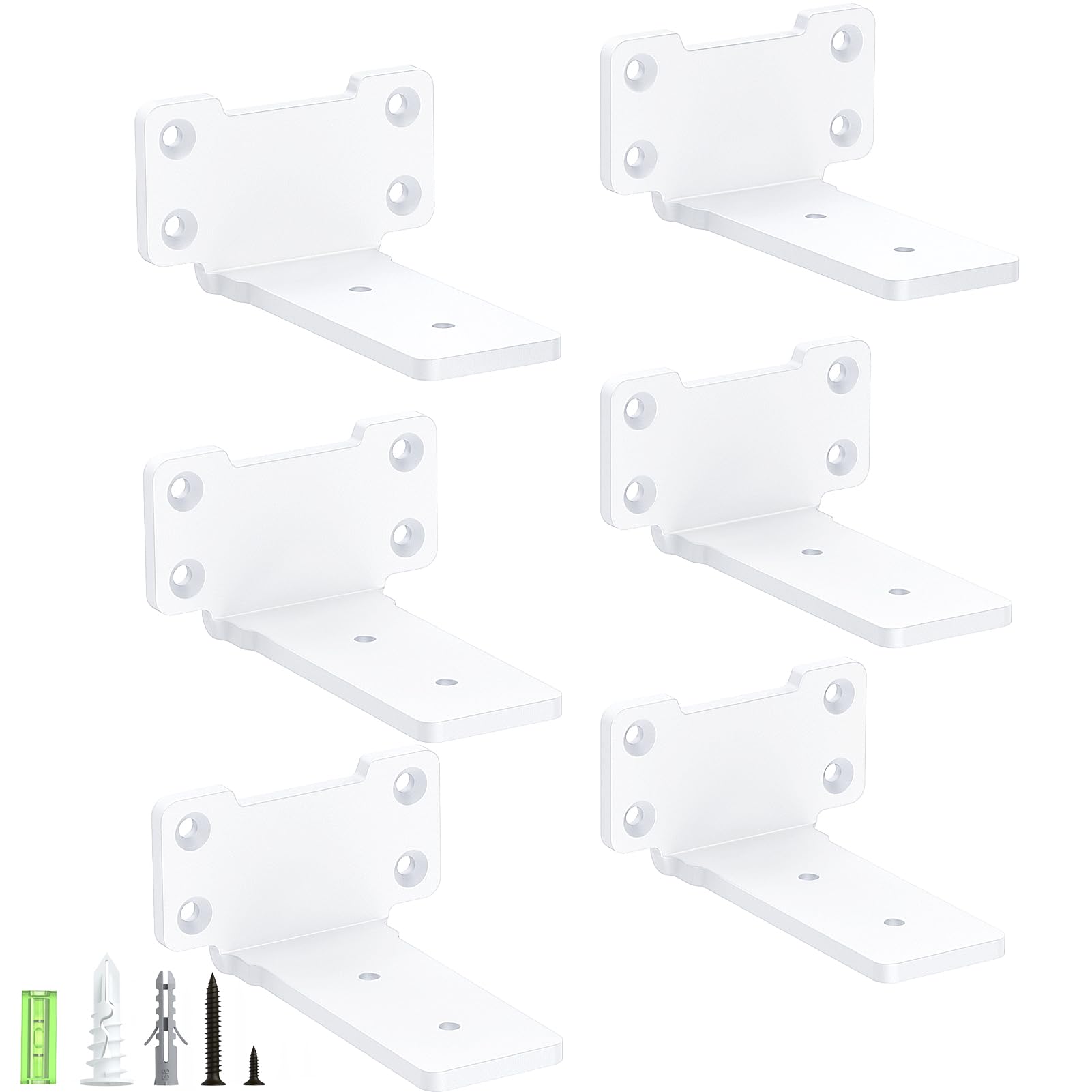 Yeabett 6 Pack Shelf Brackets 10cm, Heavy Duty Wall Brackets, 75kg Load Capacity, White
