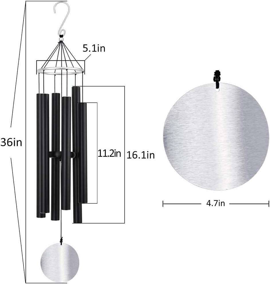 ASTARIN Wind Chimes Outdoor Large Deep Tone, 36Inch Large Wind Chimes for Outside Tuned Relaxing Soothing Low Bass, Memorial Wind Chimes Sympathy for Mom Dad, Black(A Free Card) : Garden & Outdoor