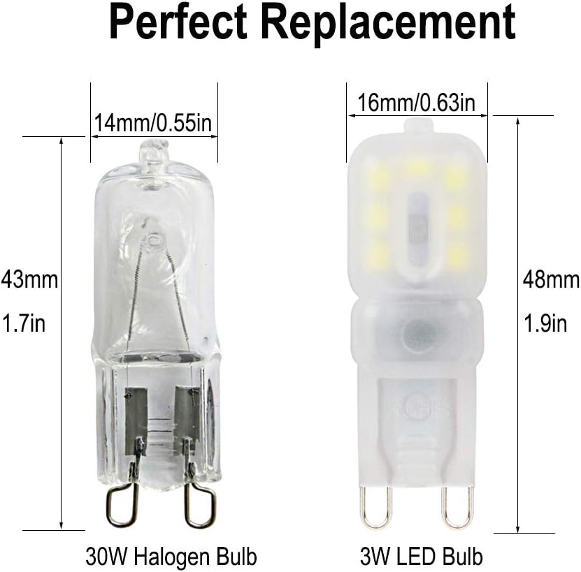 WULUN G9 LED Bulbs 3W Energy Saving Lamps with Frosted Plastic Cover, 6000K Cold White Light, Replace 30W Halogen Bulb - Image 4