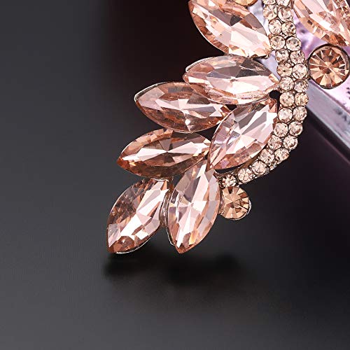 NLCAC Women's Wedding Earrings for Brides Dangling Rhinestone Crystal Chandelier Earring Drop Bridesmaids (rose gold earrings)