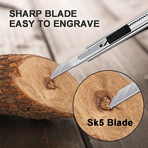 Utility Knife - Graphic Knife Craft Knife Film Knife with 30 Degree Retractable Blades for Office,Home, Arts, Crafts,Cartons, Cardboard - Thumbnail 4