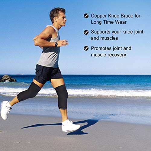 Copper Knee Brace, LotFancy Copper Compression Sleeve for Women Men, Ideal Support for ACL, Meniscus, MCL, Stiff Muscle and Joints, 1 Pair, Small