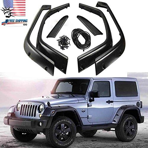 FOR 97-06 JEEP WRANGLER TJ 6" BLACK POCKET RIVET STYLE FENDER FLARES PROTECTOR- 2 Years Warranty