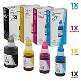 LD Compatible Ink Bottle Replacement for Epson 502 (Black, Cyan, Magenta, Yellow, 4-Pack)
