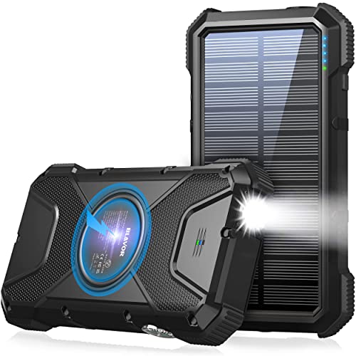 BLAVOR Solar Power Bank, PD 18W QC3.0 Fast Charging 10W Wireless