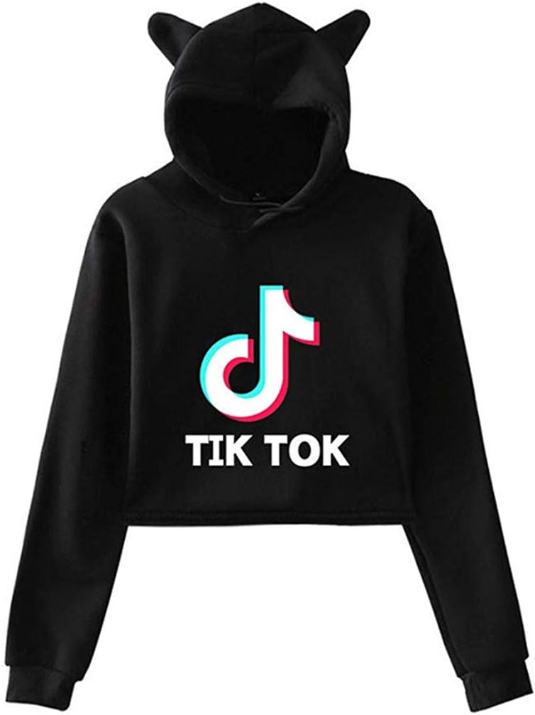 Fashion Girl TIK Tok Kawaii Casual Long Sleeved with Cat Ears Pullovers Sweatshirts Hoodie for Girls