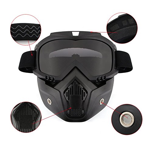 Baynne Detachable Motorcycle Helmet Anti-UV Goggles Shield Windproof Riding Face Mask(Color:Black)
