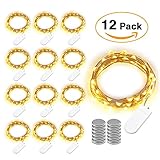 Brizled 12 Pack Battery Fairy Lights, 7.2ft 20 LED Fairy String Lights LED String Lights Silver Wire Lights Waterproof Starry Lights Mothers Day, Bedroom, Wedding, Holiday, Decoration, Warm White