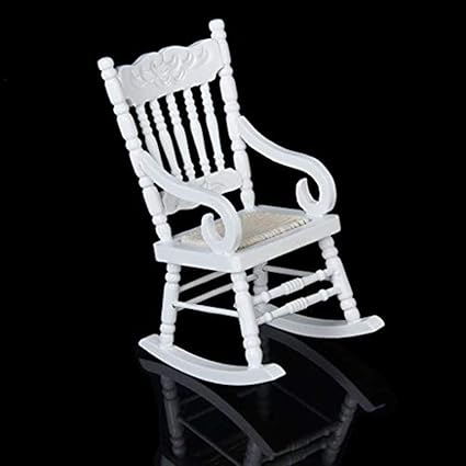 Amazon.com: SXFSE - Silla mecedora para casa de muñecas, escala 1:12, accesorios para casa de muñecas en miniatura, modelo de decoración de funitura, juguete para niños, Blanco: Sports \u0026 Outdoors