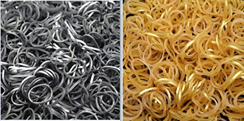 Authenic Rainbow Loom Brand 1200 Metallic Gold Silver Rubber Bands 48 Clips