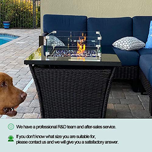 Fire Pit Wind Guard 17.5" x 17.5"，Square Clear Tempered Fire Pit Glass