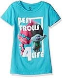Trolls Girls' Big Girls' Best 4-Life Short Sleeve T-Shirt, Tahiti Blue, S-7