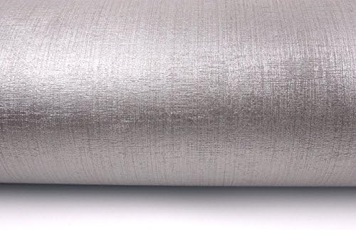 Textile Pattern Self-Adhesive Removable Wallpaper : 2.00 Feet X 8.2 Feet (VBS411 Silver Pearl)