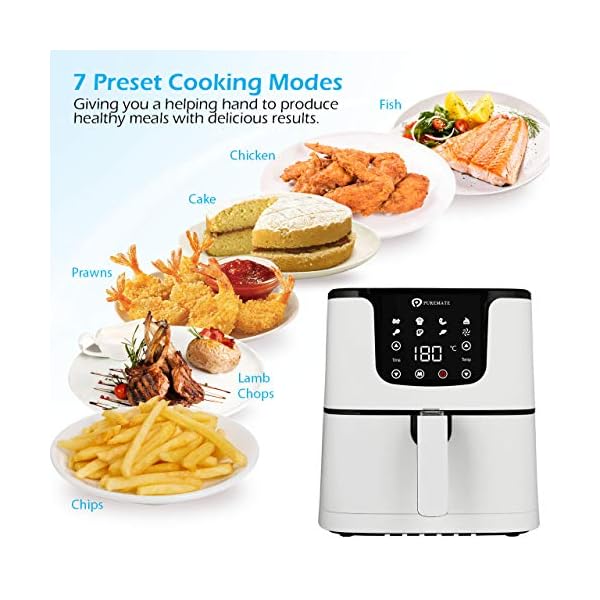PureMate-Air-Fryer-with-Digital-Display-Recipes-Book-XL-55L-Healthy-Oil-Free-1700W-Air-Fryer-with-7-Preset-LED-One-Touch-Screen-Timer-Adjustable-Temperature-Control-for-Low-Fat-Cooking PureMate Air Fryer with Digital Display & Recipes Book, XXL 5.5L Healthy Oil Free 1700W Air Fryer with 7 Preset, LED One…