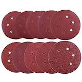 6 Inch 6 Holes Sanding Disc, 100PCS 40 60 80 100 120 180 240 320 400 800 Grit Sandpaper Assortment - LotFancy Hook and Loop Orbit Sander Round Sand Paper