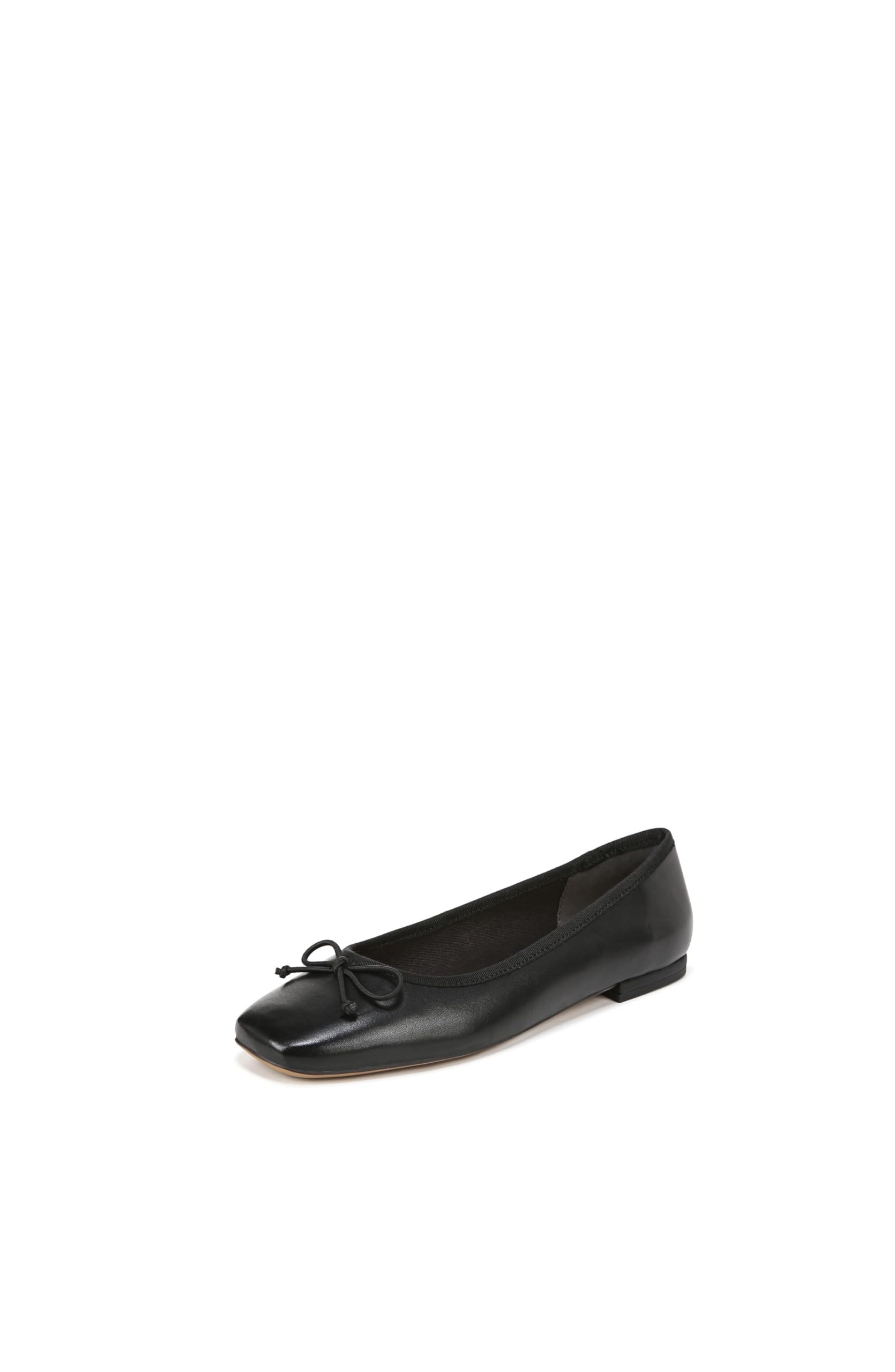 Franco Sarto Womens Abigail Bow Ballet Flats Black Leather 5 M