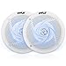 Low-Profile Waterproof Marine Speakers - 240W 6.5 Inch 2 Way 1 Pair Slim Style Waterproof Weather Resistant Outdoor Audio Stereo Sound System w/Blue Illuminating LED Lights - Pyle (White) primary