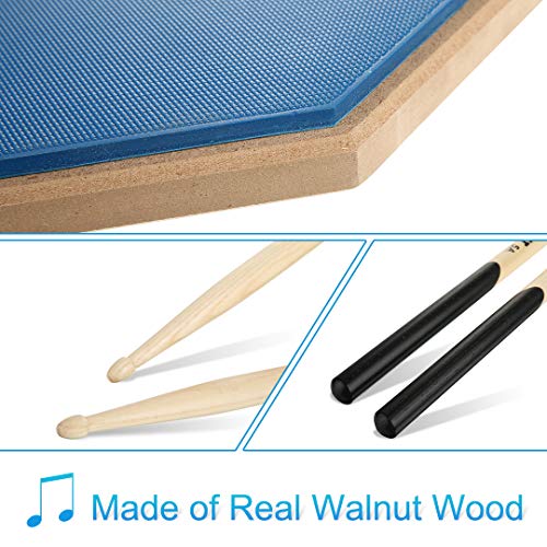 LOLUNUT 12 Inch Silent Drum Pad, Dumb Drum Beginner Rubber Practice Pad, with 5A Drum Sticks (12 Inch Blue)