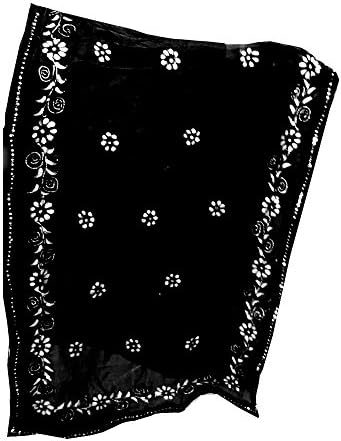 Art Silk Scarf Dupatta Head Wrap Hijab Mirror sequence Work Black Dupatta Stole Scarf
