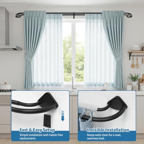 Barra Doble telescópica para Cortinas, Barras de Cortina Dobles Resistentes, Juego de Barra de Cortina Doble Ajustable, para Salón, Dormitorio y Balcón (negro, 28-120‘’（0.7-3M）)