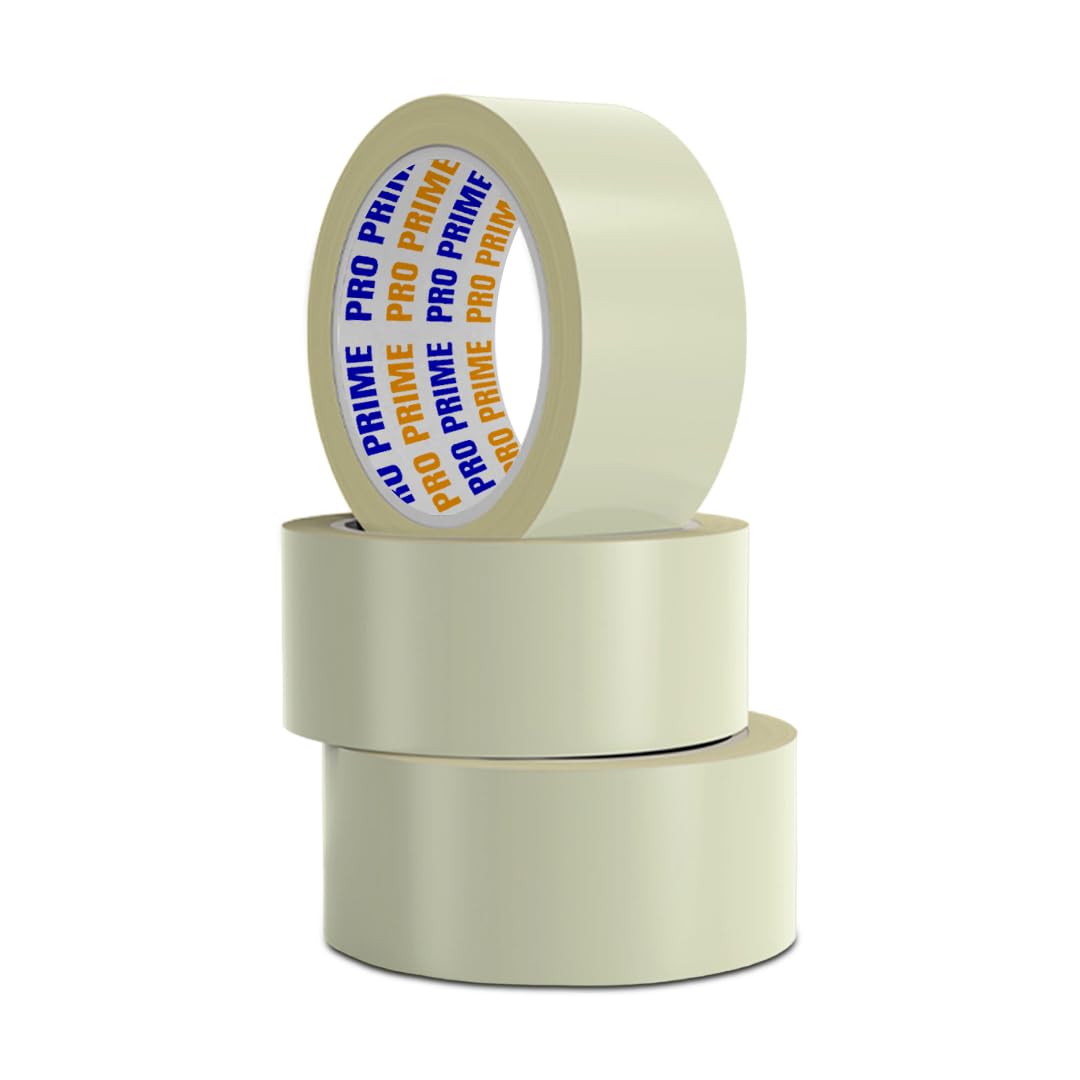 PRO PRIME Brown Packaging Tape 46MM x 66M, Low Noise Tape for Efficient Packaging, Brown PackagingTape for Parcels and Boxes, Heavy Duty PackingTape, Strong, Secure & Sticky packing (CLEAR, 3)