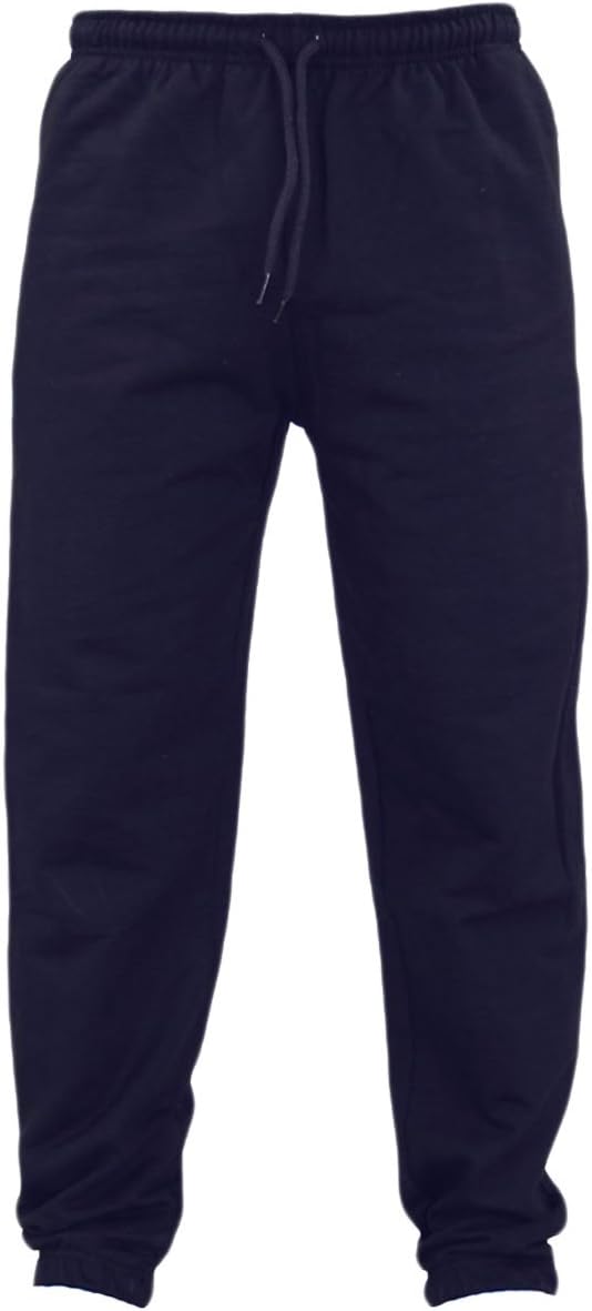 Men's Fleece Joggers Track Cuffed Bottoms Plain Trouser Sweat Jogging Pant