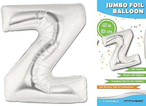 40 Inch Premium Giant Jumbo Mylar Foil Balloon (Floats with Helium) - Glossy Silver - Letter Z