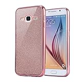 Galaxy J7 Case, Silverback(TM) Shiny Sparkle Glitter Bling Case- Built-in Sparkles Premium Firm Rubber Shock Absorbing[Scratch Resistant] Cover Case For Samsung Galaxy J7 -Rose Gold