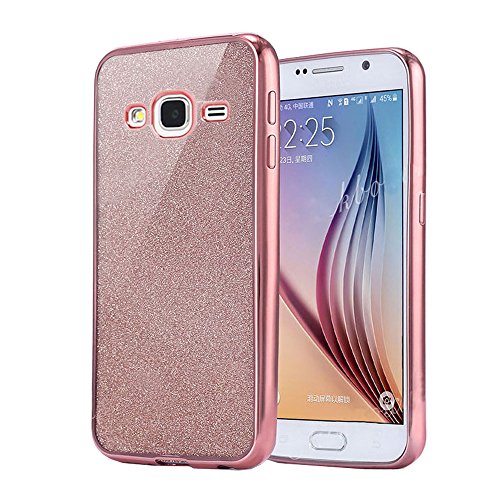 Galaxy J7 Case, Silverback(TM) Shiny Sparkle Glitter Bling Case- Built-in Sparkles Premium Firm Rubber Shock Absorbing[Scratch Resistant] Cover Case For Samsung Galaxy J7 -Rose Gold