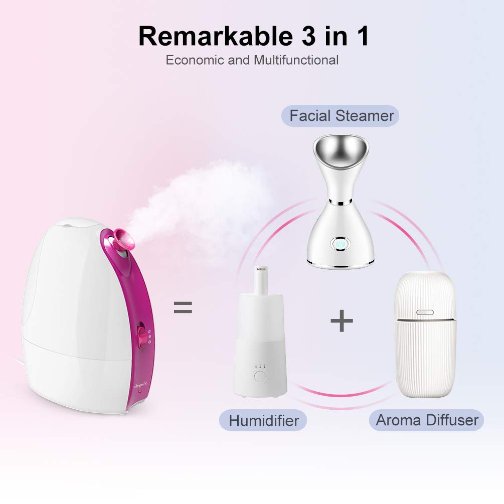 Facial Steamer,Nano Ionic Facial Steamer Professional Home Facial with Hot and Cold Mist Humidifier, Portable SPA Face Steamer Skin Cares Deep Cleanse[25 Min Hot Steam &60 Min Cold Steam Time]: Beauty