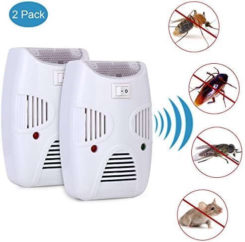 Ultrasonic Pest Repellent Electronic Plug In Pest Repeller Reject Control for Mice ,Mosquito,Cockroaches,Spider,Other Insects - 2 Pack