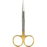 JMU Iris Micro Dissecting Scissors 4.5" Straight Stainless Steel 1 Pc/Pack | Gold Ring Handle, Surgical Tissue Scissors for Gum Trimming and Dental Clinical Procedure