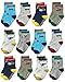 Deluxe Non Skid Anti Slip Slipper Cotton Crew Socks With Grips For Baby Toddler Boys (3-9 Months, 12-pairs/assorted)