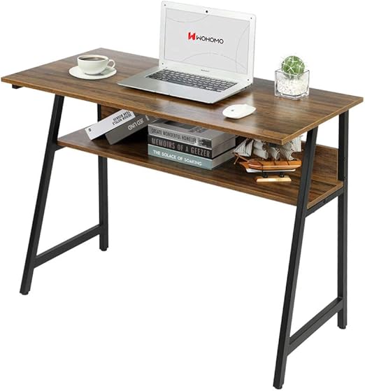 WOHOMO Escritorio de ordenador con estante, moderno escritorio