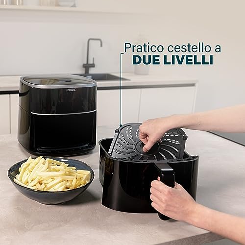 Friggitrice ad Aria 6L XXL, Airfryer Digitale con 6 Programmi, Display LED Touch, Risparmio Energetico, Meno Olio, Rivestimento Antiaderente, 1500 W, 182244