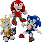 FiraDesign Sonic Plush The Hedgehog 8.2 Inch / 20cm Sonic Tails Knuckles 3pcs Doll Stuffed Animals Figure Soft Anime Collection Toy