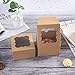 25 Pack Brown Bakery Box with Window 4x4x2.5 inch Eco-Friendly Paper Board Gift Packaging Boxes for Pastries, Cookies, Small Cakes, Pie, Cupcakes (Brown, 25)