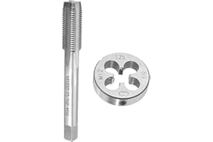 SeonFook Metric M12 Thread Tap and Die Set, M12 x 1.25mm Right Hand Thread Tapping Tool Round Thread Die, M12 x 1.25 HSS Machine Tap Die Set Screw Thread Taps Set