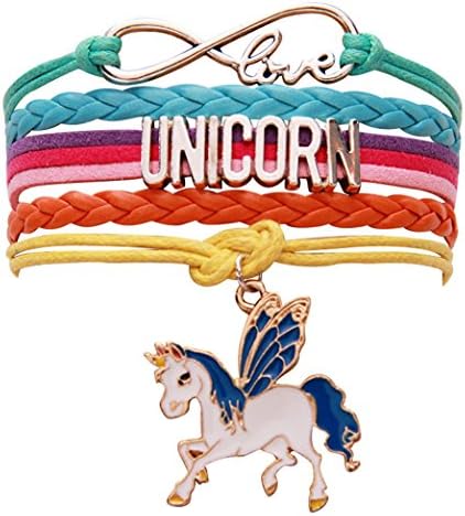 HOZZQ Unicorn Bracelet Unicorn Party Supplies Handmade Rainbow Infinity Wristband Charm Jewelry, Birthday Christmas Gift