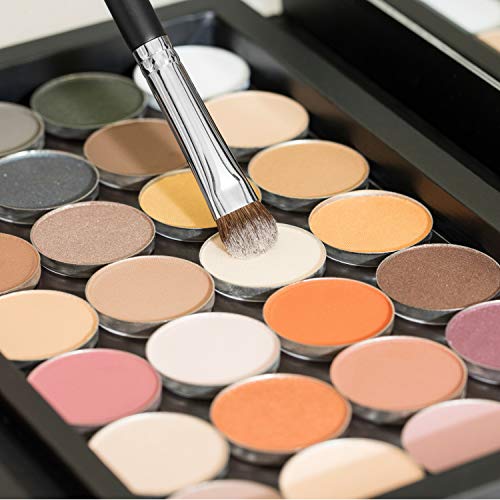 Professional Shader Eyeshadow Brush - Beauty Junkees pro All Over Short Flat Shader Eye Makeup Brush with Dense Rounded Natural Hair Bristles to Pack Eye Shadow Powder on Eyelid; Premium Quality