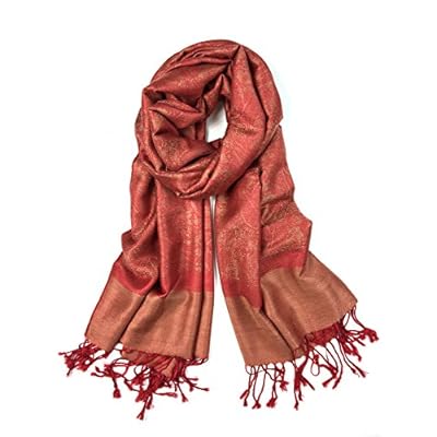 Achillea Women's Two Tone Vintage Jacquard Paisley Pashmina Shawl Wrap Scarf Achillea Women's Two Tone Vintage Jacquard Paisley Pashmina Shawl Wrap Scarf