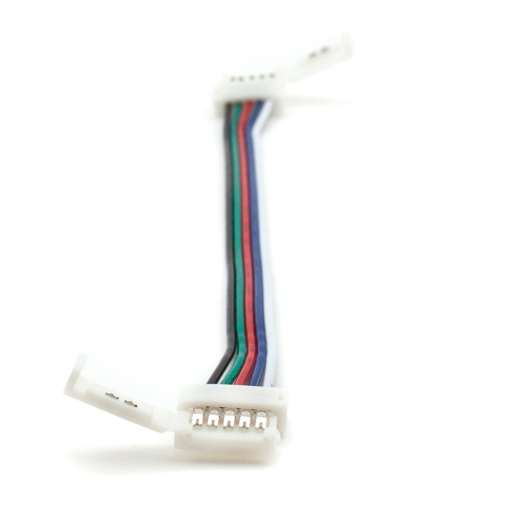 RGBW Connector (10 mm) with 15 cm Cable for 10 mm LED RGB+W Strips; Clip Connector; RGBW Extension