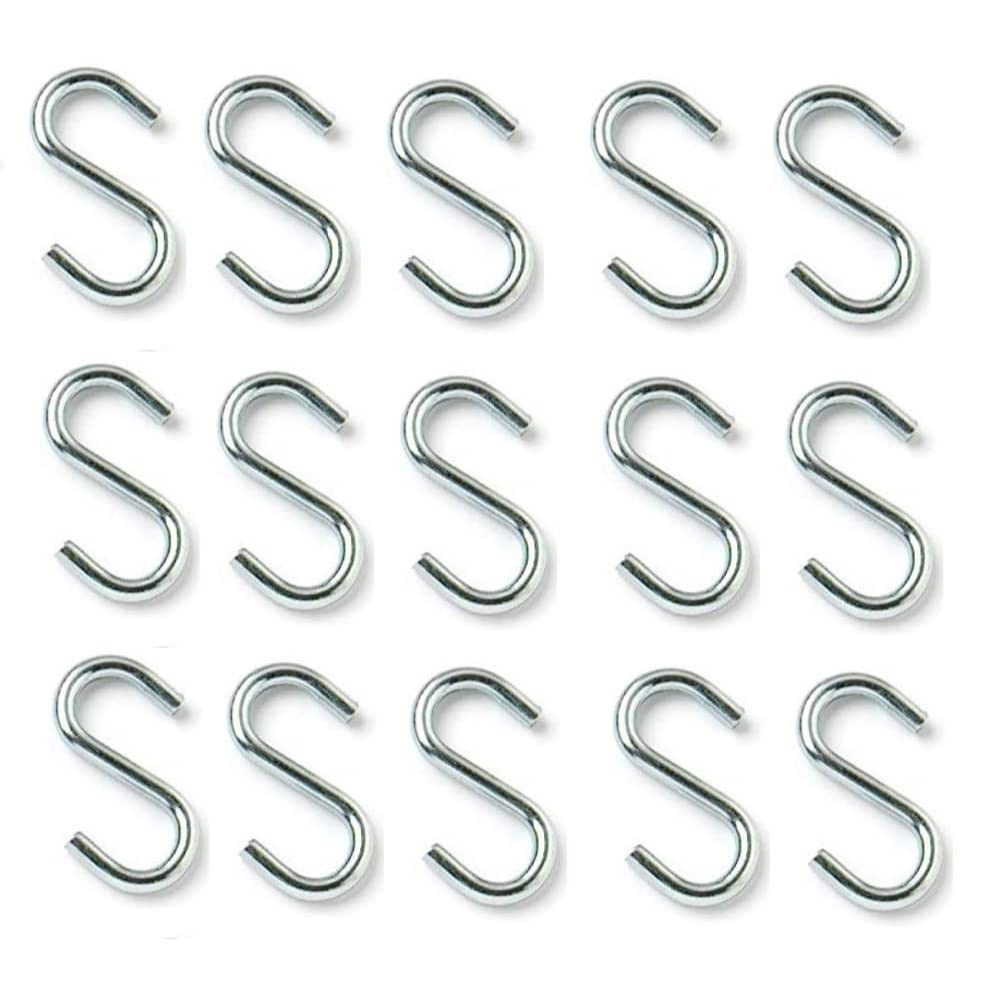 Merriway BH04903 (50 Pcs) Kitchen S-Hook Steel BZP 25mm 2.4mm Gauge - Pack of 50 Pieces