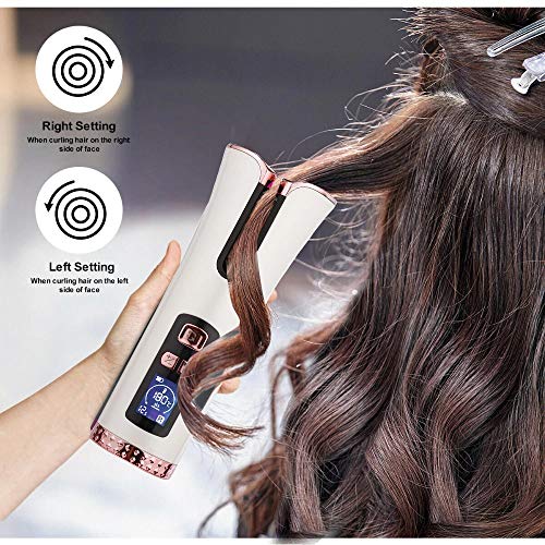 Inno Huntz Automatic Curling Iron - Cordless Hair Curler – Curling Wand with 4 Time and 3 Temperature Settings – Portable Curling Iron – Wand Curler for Hair Styling – Lovely Christmas - White