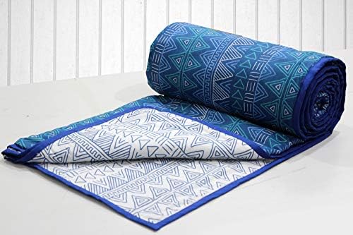 AURAVE Tribal Pattern 1 Piece Cotton Reversible AC Dohar - Double, Blue