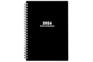 KMQOY 2024 Planner - Weekly and Monthly Planner for January - December 2024, 5.7" x 8" Daily Agenda Academic Calendar Planner, Flexible Cover, Twin-wire binding, Black